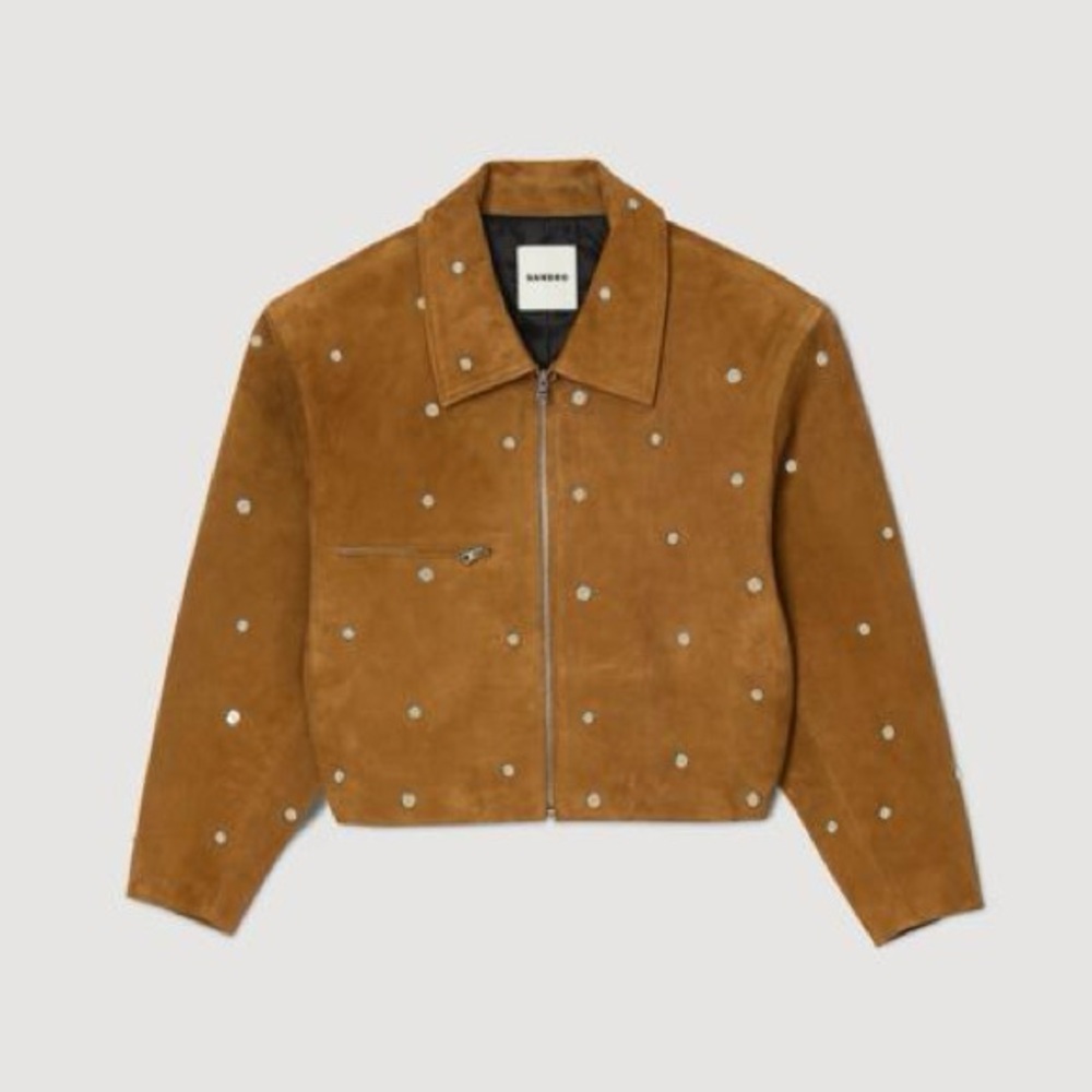 Sandro Suede Studded Jacket